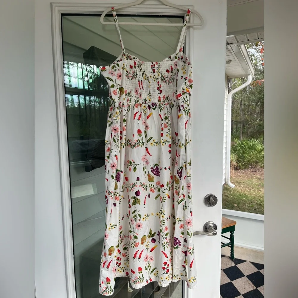 Old Navy Floral Print Dress with Pink and Green Veggies Print Size Large - Picture 2 of 3